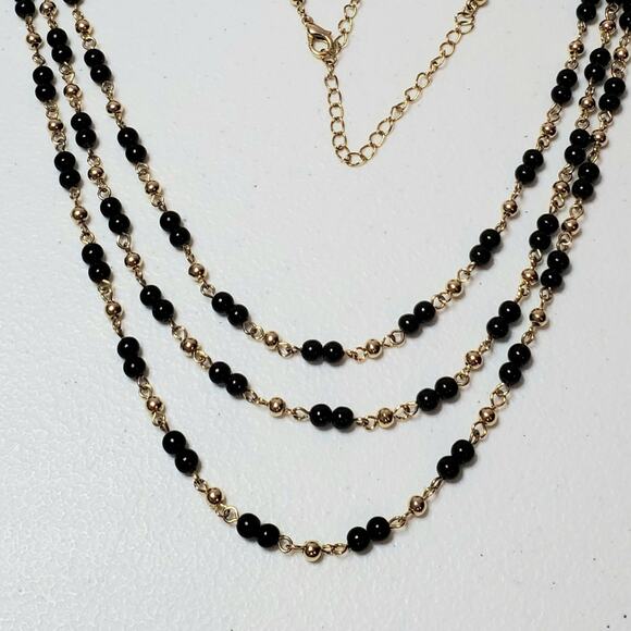 Costume Jewelry Gold-Tone Beaded Triple Loop Statement Necklace - Picture 6 of 7